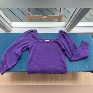 Anthropologie Square Neckline Purple Sweater